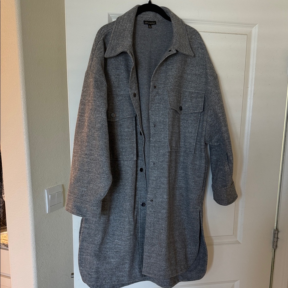 NWOT Buckle Gray Button-Up Long Coat
